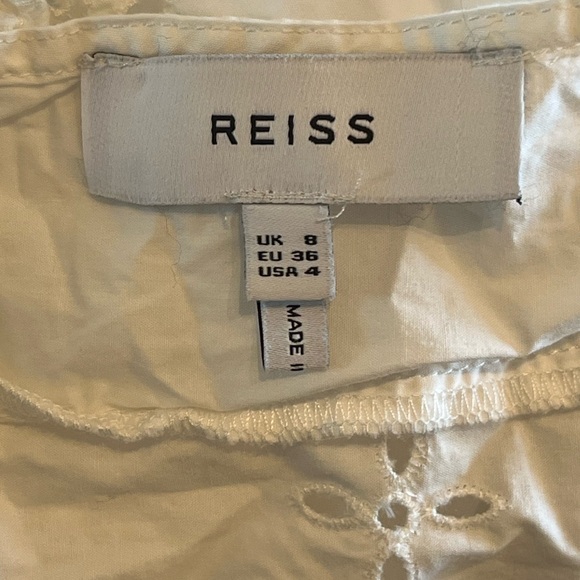 Reiss White Eyelet 100% Cotton Blouse - Size 4 - Picture 3 of 4